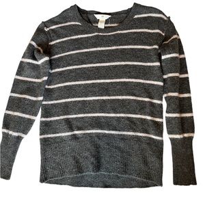 H&M grey and white striped sweater XS